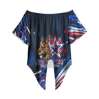 Australian National Flag Day Off Shoulder Wrap Waist Top Kangaroo Mascot and Country Map
