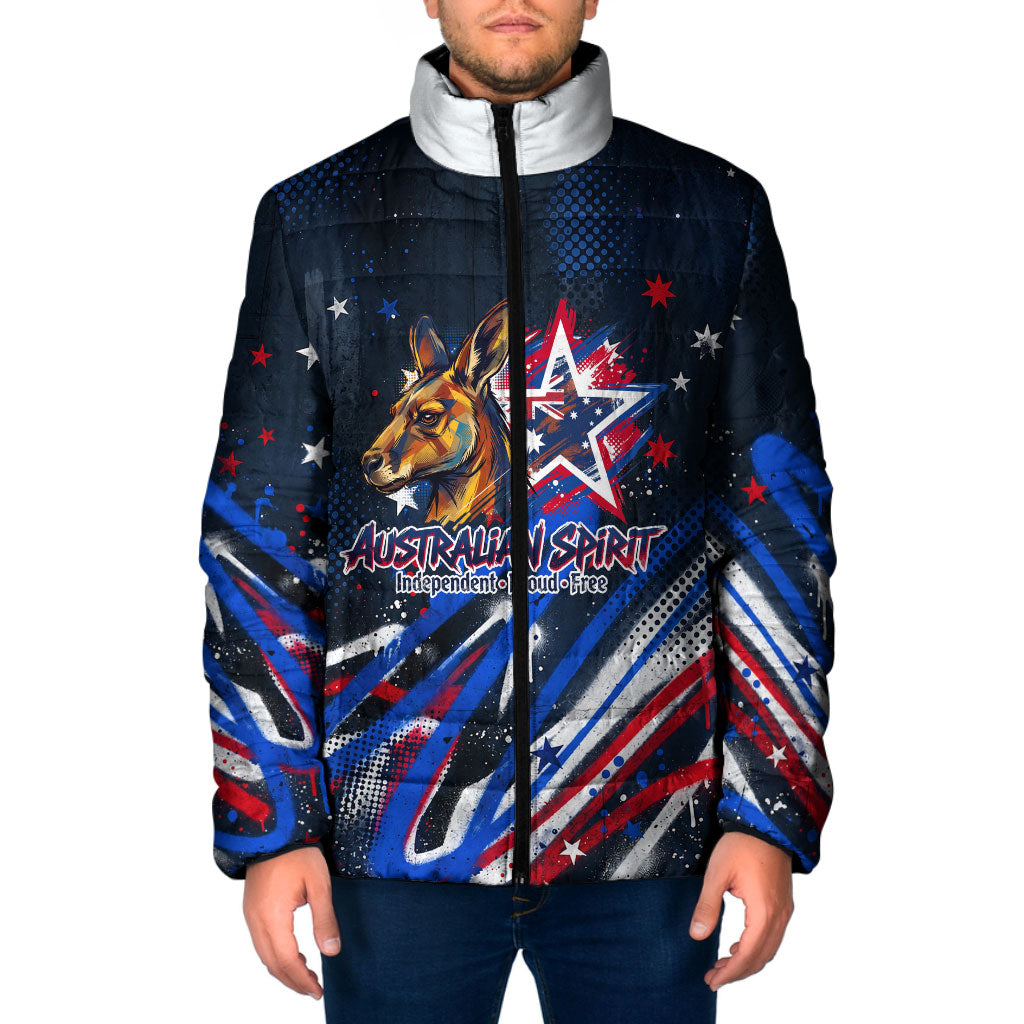 Australian National Flag Day Padded Jacket Kangaroo Mascot and Country Map