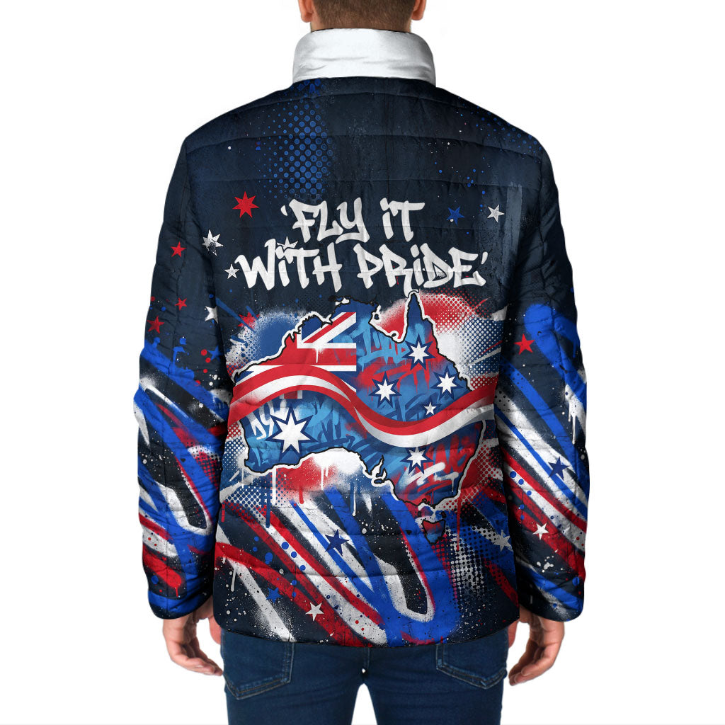 Australian National Flag Day Padded Jacket Kangaroo Mascot and Country Map