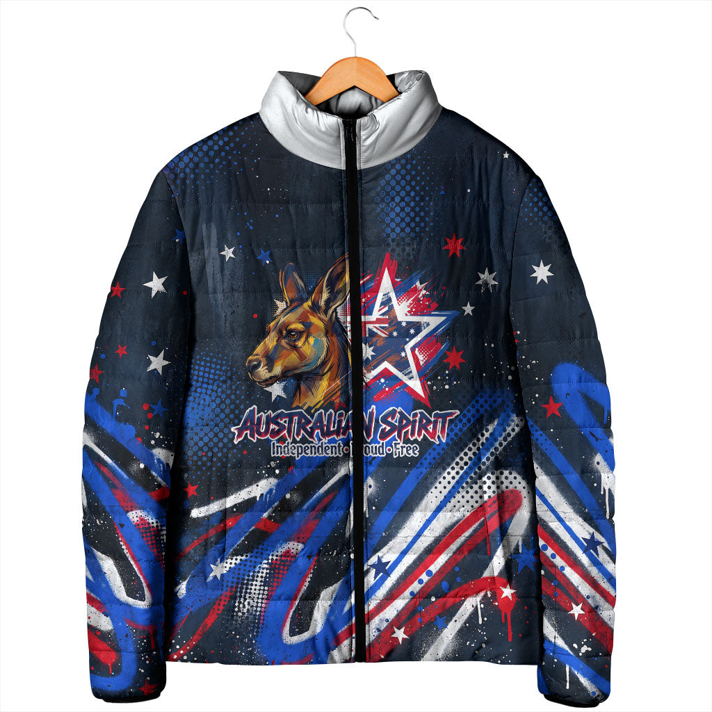 Australian National Flag Day Padded Jacket Kangaroo Mascot and Country Map