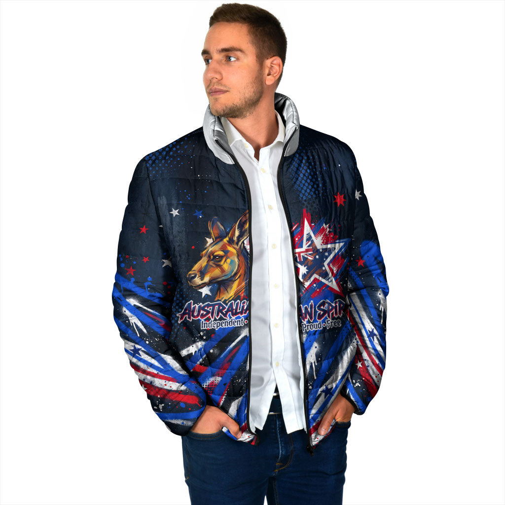Australian National Flag Day Padded Jacket Kangaroo Mascot and Country Map