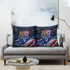 Australian National Flag Day Pillow Cover Kangaroo Mascot and Country Map
