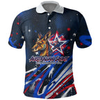 Australian National Flag Day Polo Shirt Kangaroo Mascot and Country Map