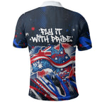 Australian National Flag Day Polo Shirt Kangaroo Mascot and Country Map
