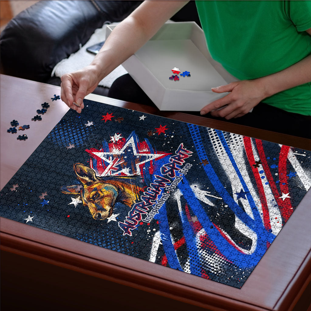 Australian National Flag Day Puzzle Kangaroo Mascot and Country Map