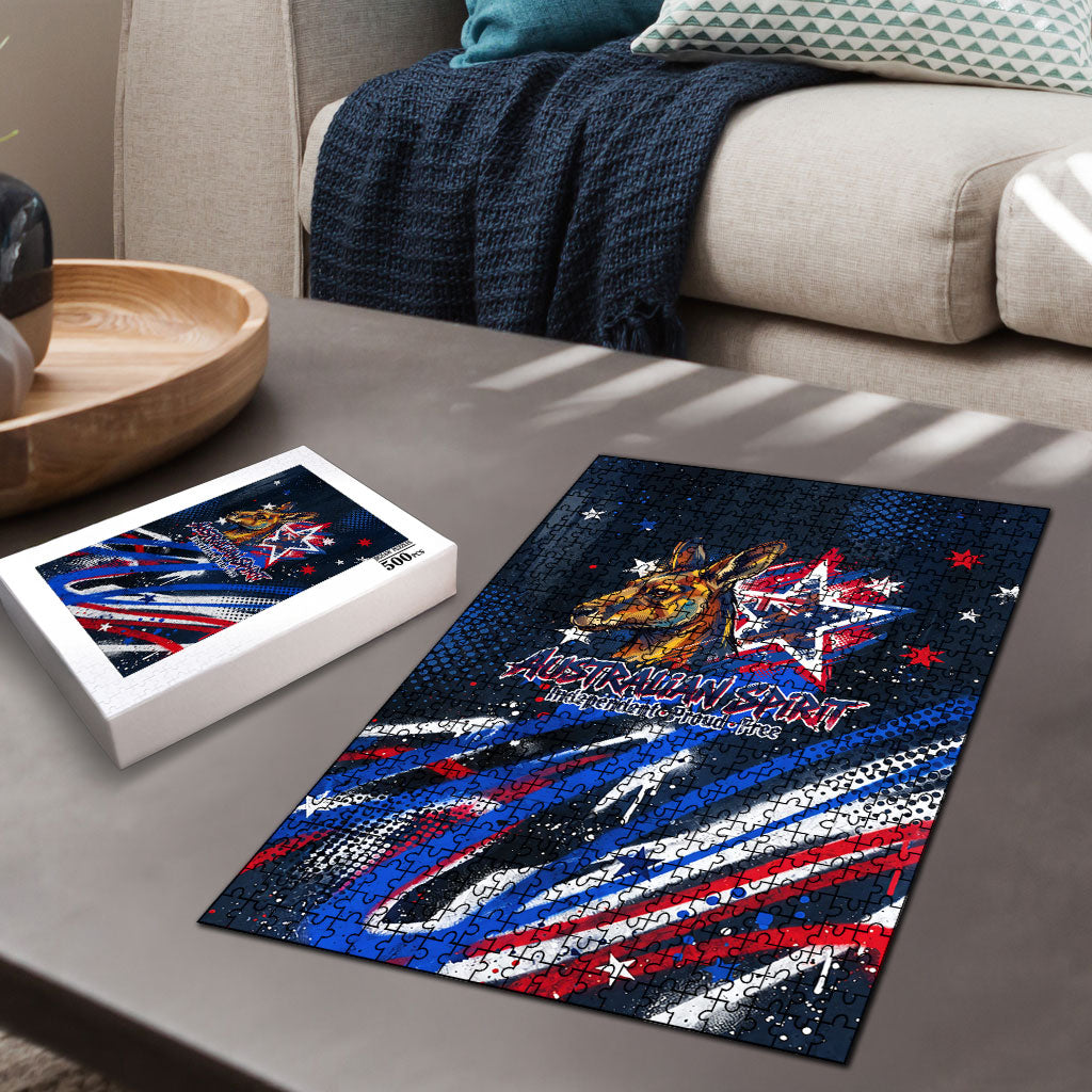 Australian National Flag Day Puzzle Kangaroo Mascot and Country Map