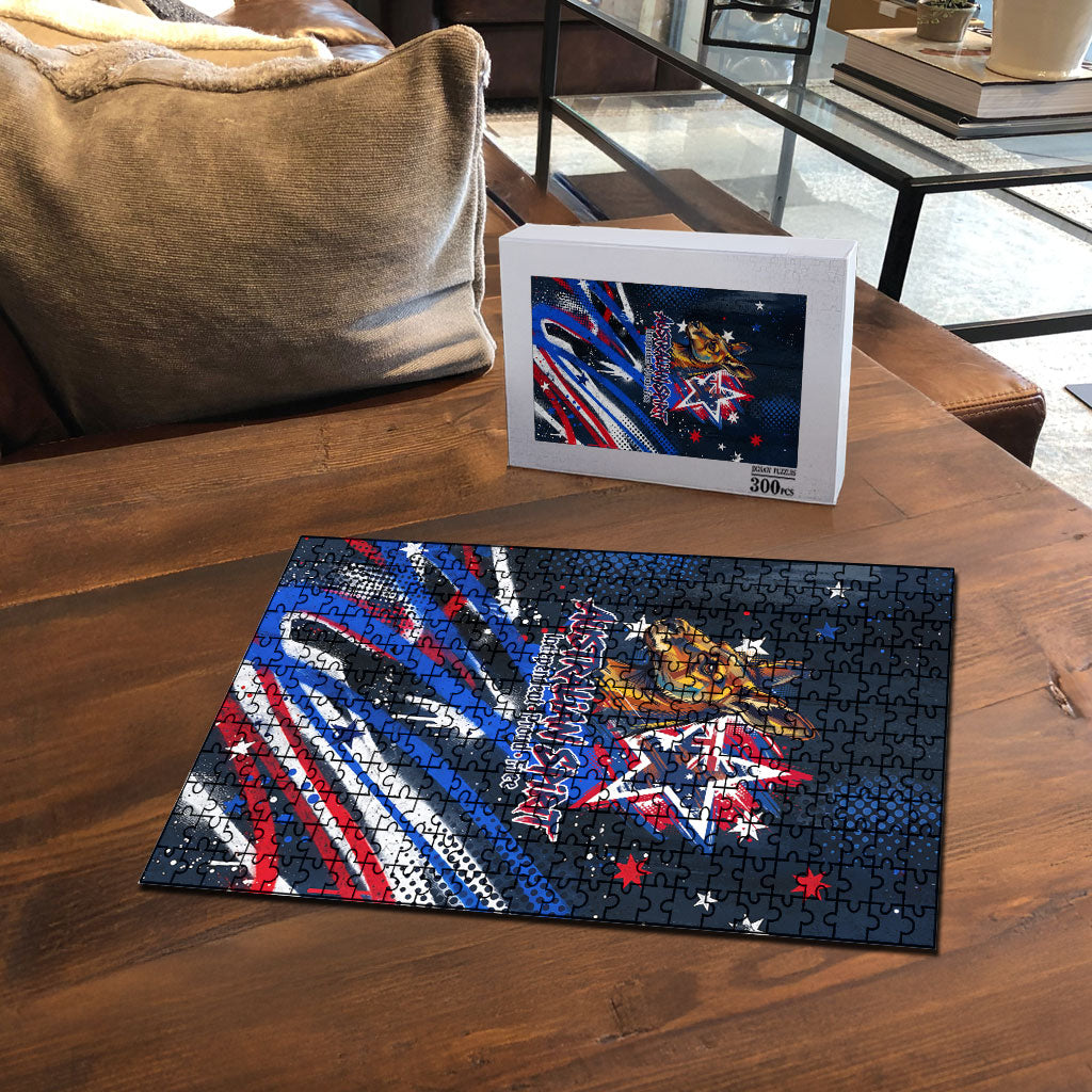 Australian National Flag Day Puzzle Kangaroo Mascot and Country Map