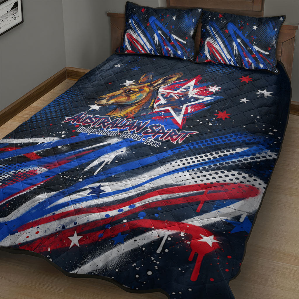 Australian National Flag Day Quilt Bed Set Kangaroo Mascot and Country Map