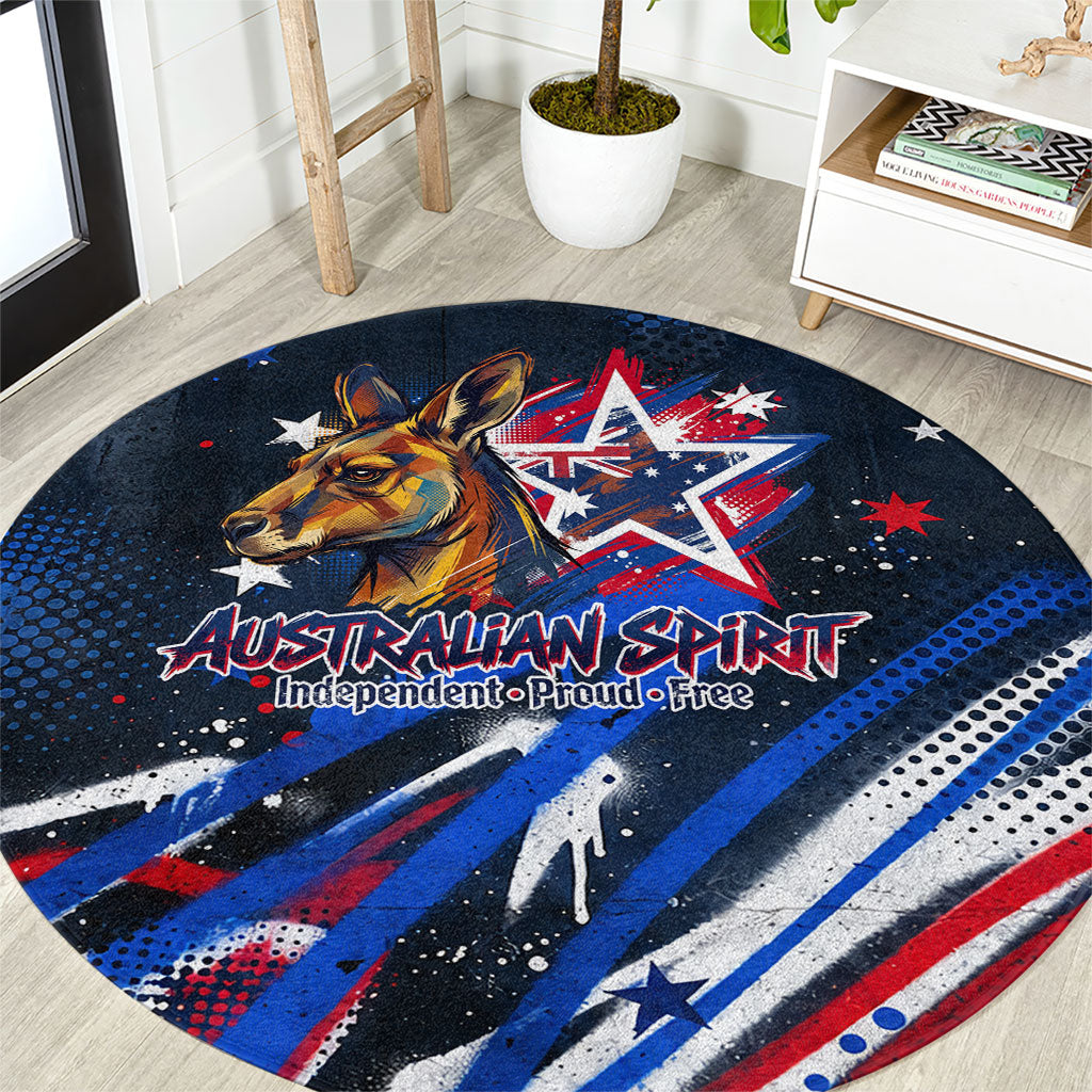 Australian National Flag Day Round Carpet Kangaroo Mascot and Country Map