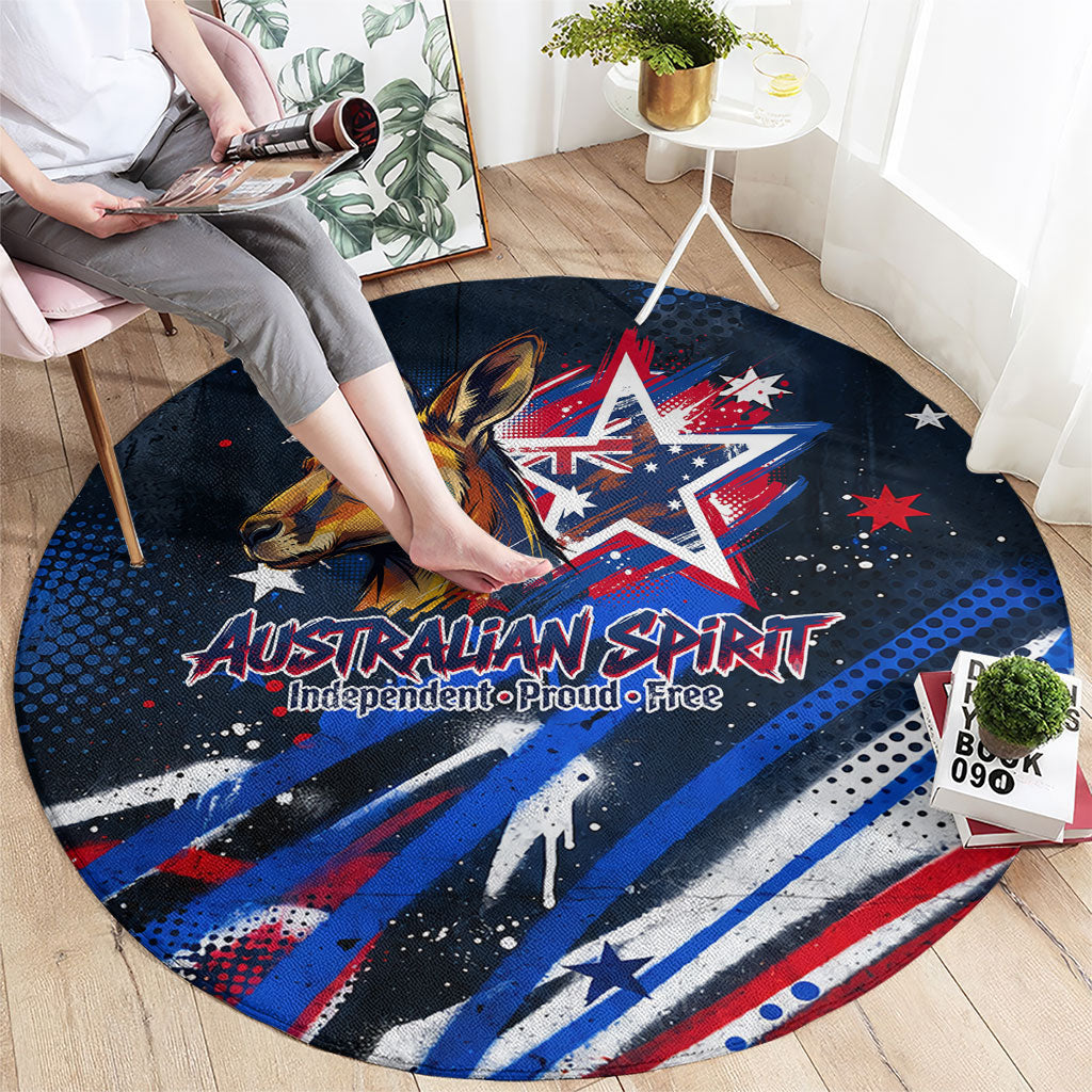 Australian National Flag Day Round Carpet Kangaroo Mascot and Country Map