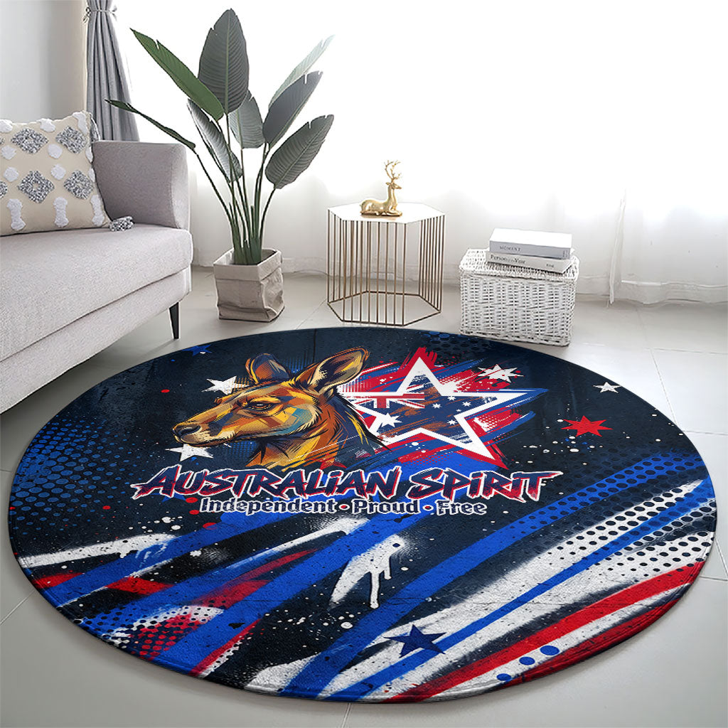 Australian National Flag Day Round Carpet Kangaroo Mascot and Country Map