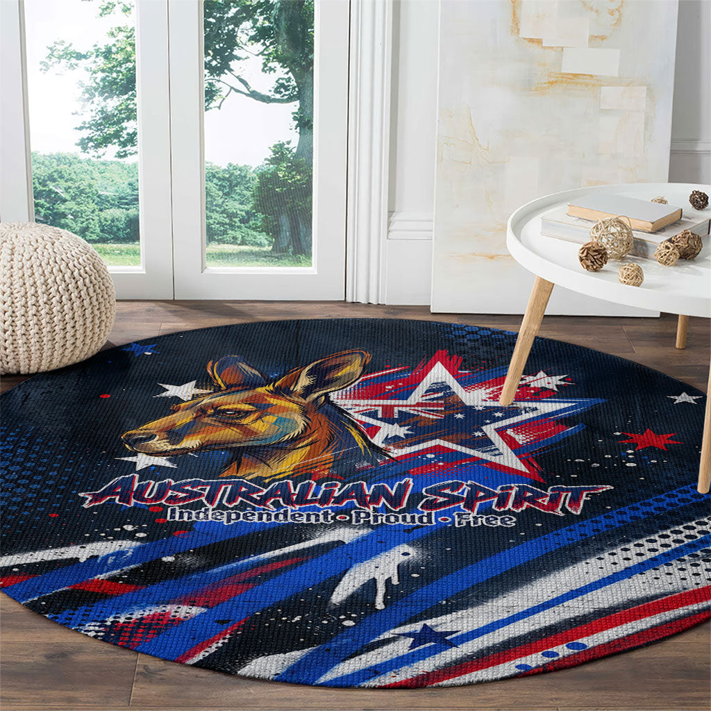 Australian National Flag Day Round Carpet Kangaroo Mascot and Country Map
