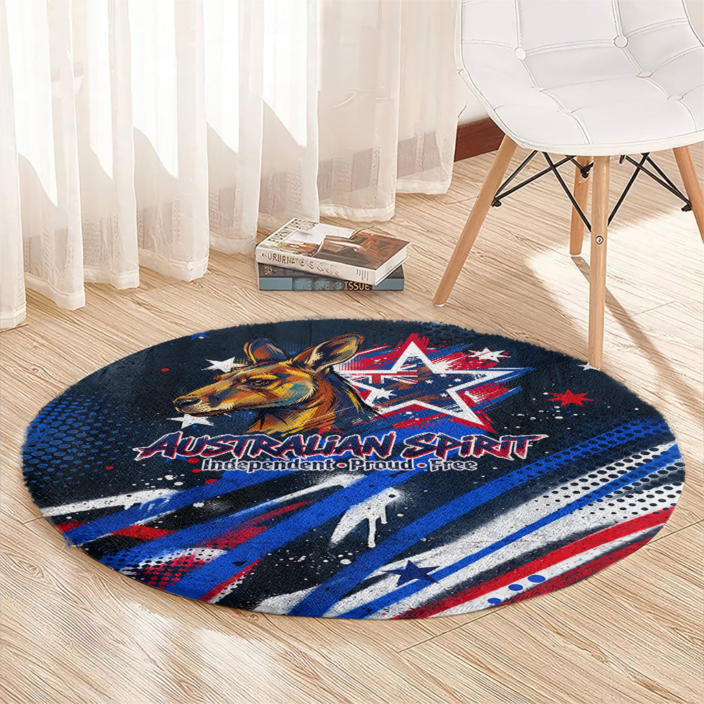 Australian National Flag Day Round Carpet Kangaroo Mascot and Country Map