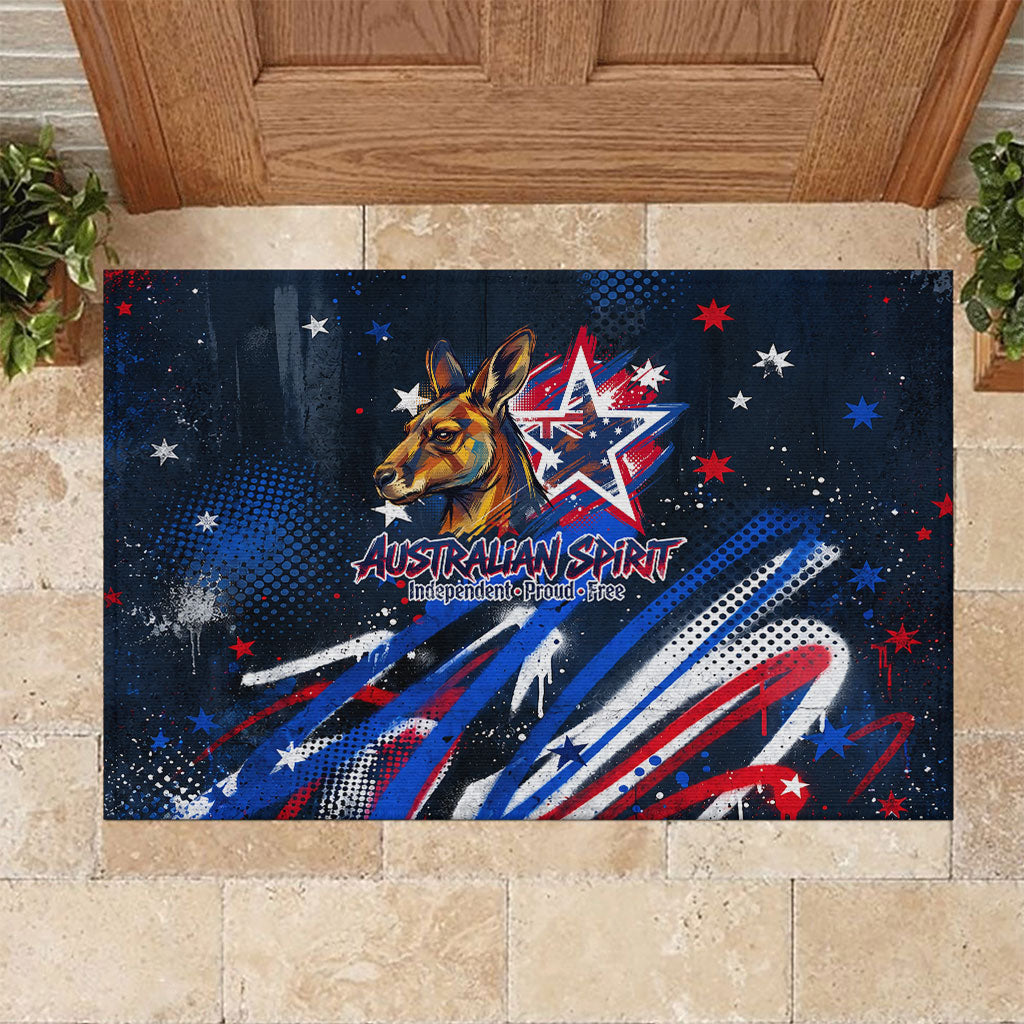 Australian National Flag Day Rubber Doormat Kangaroo Mascot and Country Map