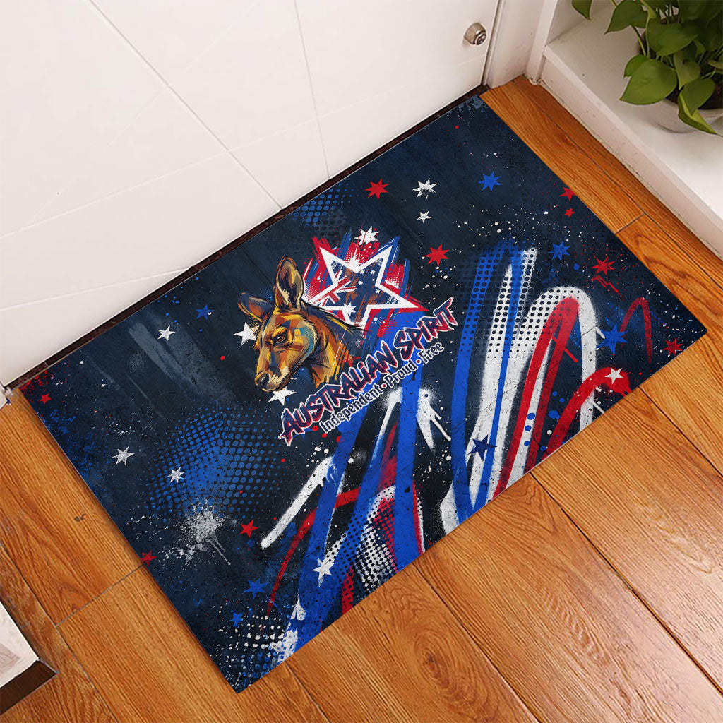 Australian National Flag Day Rubber Doormat Kangaroo Mascot and Country Map