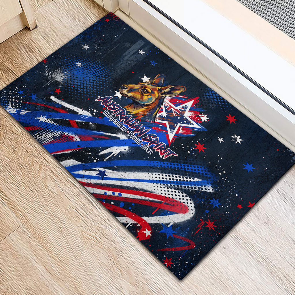 Australian National Flag Day Rubber Doormat Kangaroo Mascot and Country Map