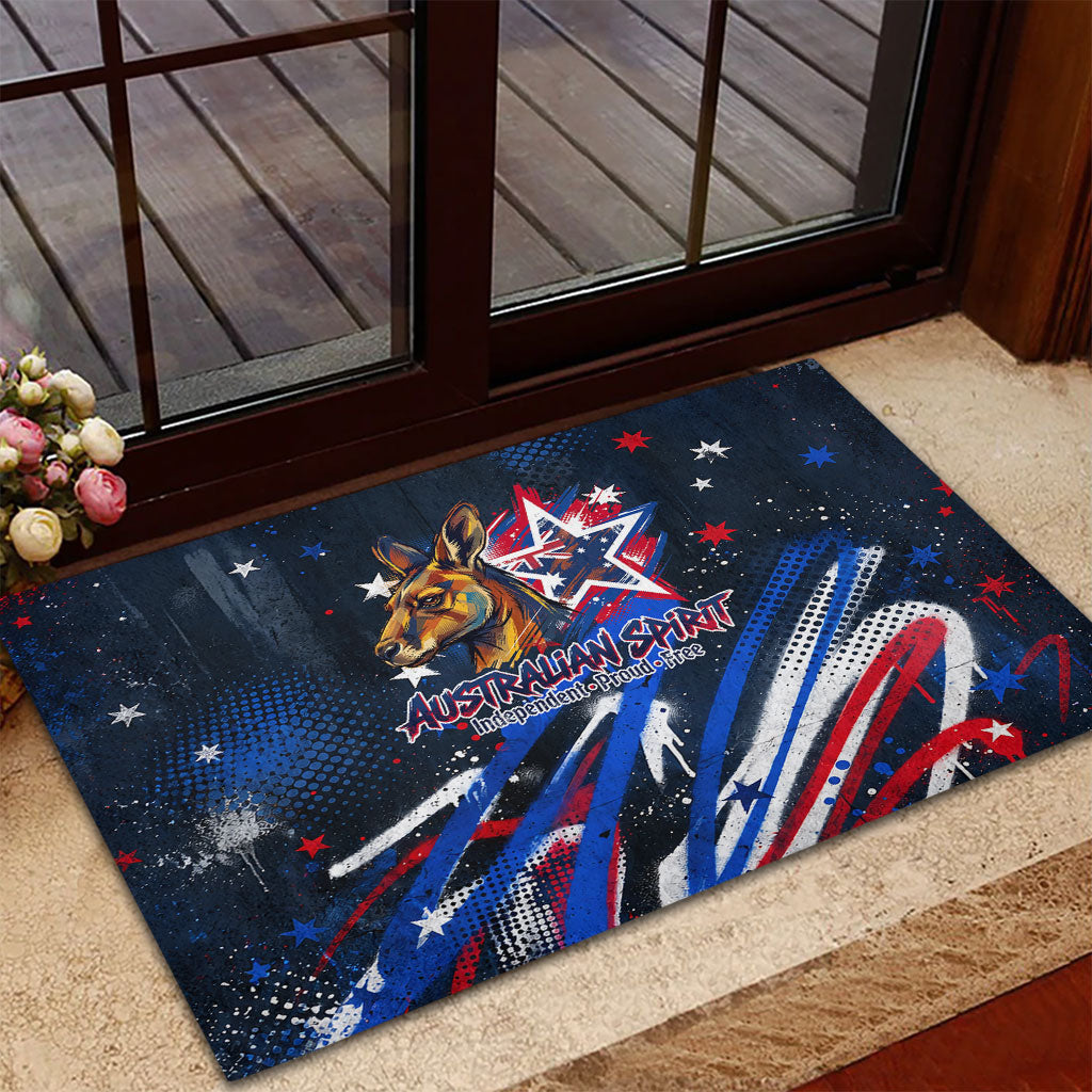 Australian National Flag Day Rubber Doormat Kangaroo Mascot and Country Map