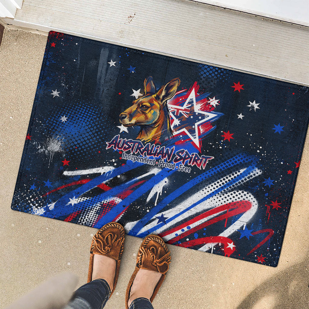 Australian National Flag Day Rubber Doormat Kangaroo Mascot and Country Map