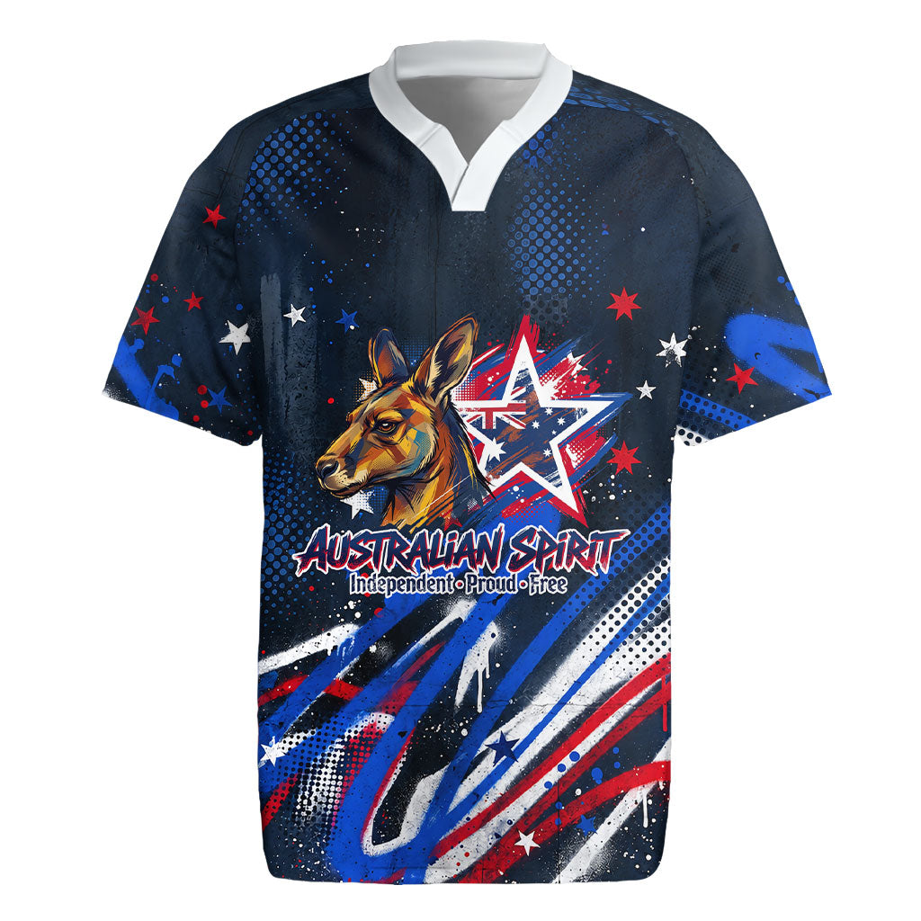 Australian National Flag Day Rugby Jersey Kangaroo Mascot and Country Map