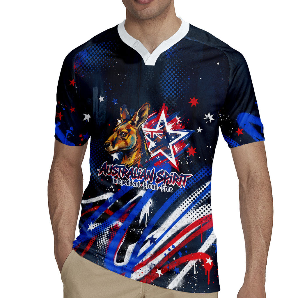 Australian National Flag Day Rugby Jersey Kangaroo Mascot and Country Map
