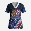 Australian National Flag Day Scrub Top Kangaroo Mascot and Country Map