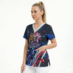 Australian National Flag Day Scrub Top Kangaroo Mascot and Country Map