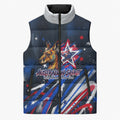 Australian National Flag Day Sleeveless Puffer Jacket Kangaroo Mascot and Country Map