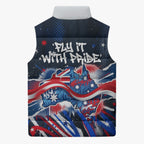 Australian National Flag Day Sleeveless Puffer Jacket Kangaroo Mascot and Country Map