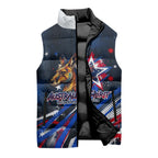 Australian National Flag Day Sleeveless Puffer Jacket Kangaroo Mascot and Country Map