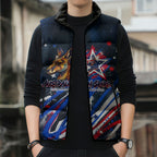 Australian National Flag Day Sleeveless Puffer Jacket Kangaroo Mascot and Country Map