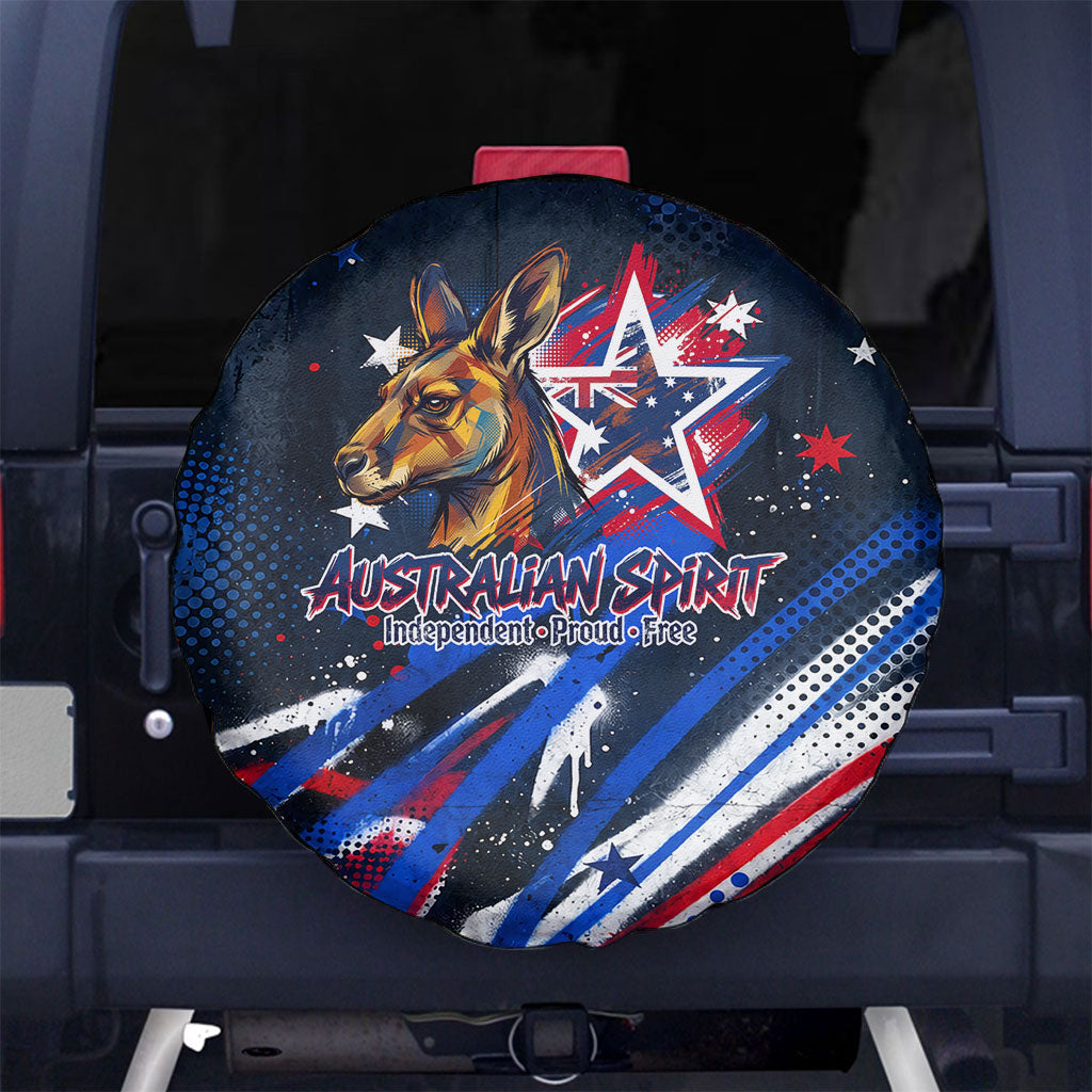 Australian National Flag Day Spare Tire Cover Kangaroo Mascot and Country Map