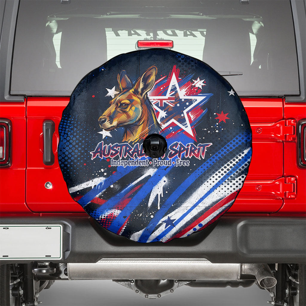 Australian National Flag Day Spare Tire Cover Kangaroo Mascot and Country Map