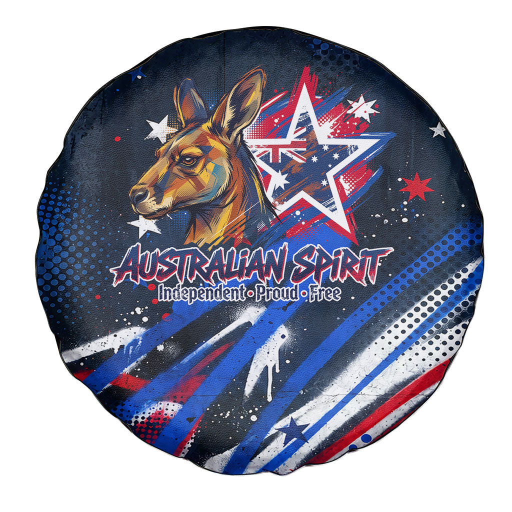 Australian National Flag Day Spare Tire Cover Kangaroo Mascot and Country Map
