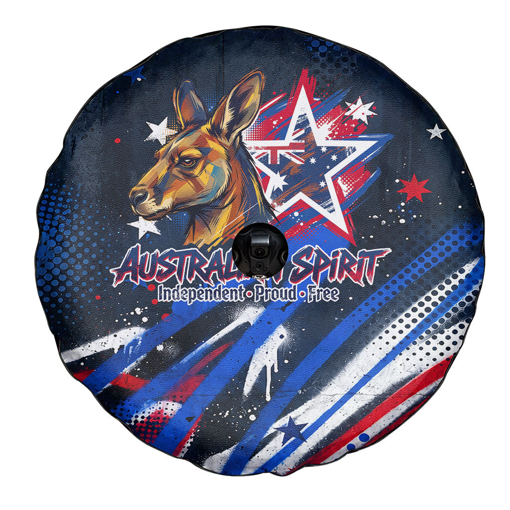 Australian National Flag Day Spare Tire Cover Kangaroo Mascot and Country Map