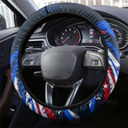 Australian National Flag Day Steering Wheel Cover Kangaroo Mascot and Country Map