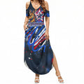 Australian National Flag Day Summer Maxi Dress Kangaroo Mascot and Country Map