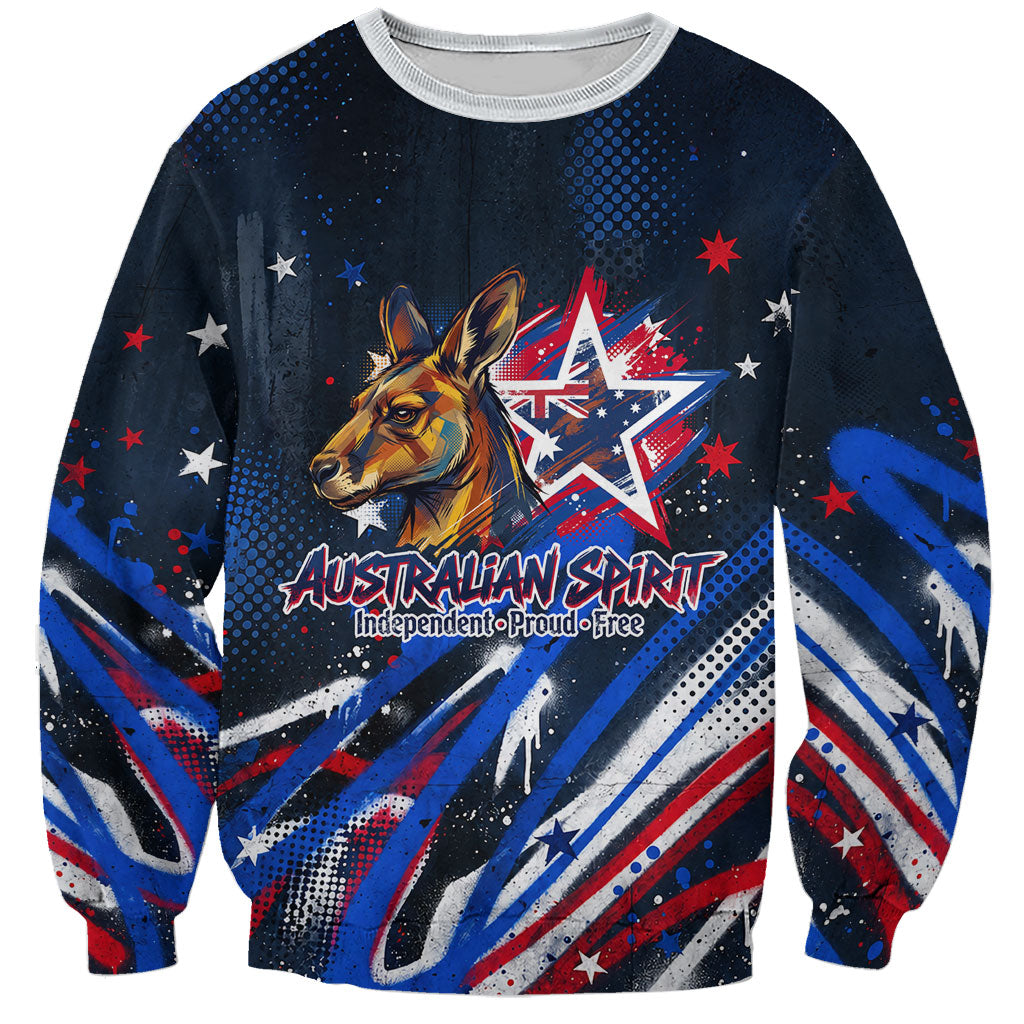 Australian National Flag Day Sweatshirt Kangaroo Mascot and Country Map
