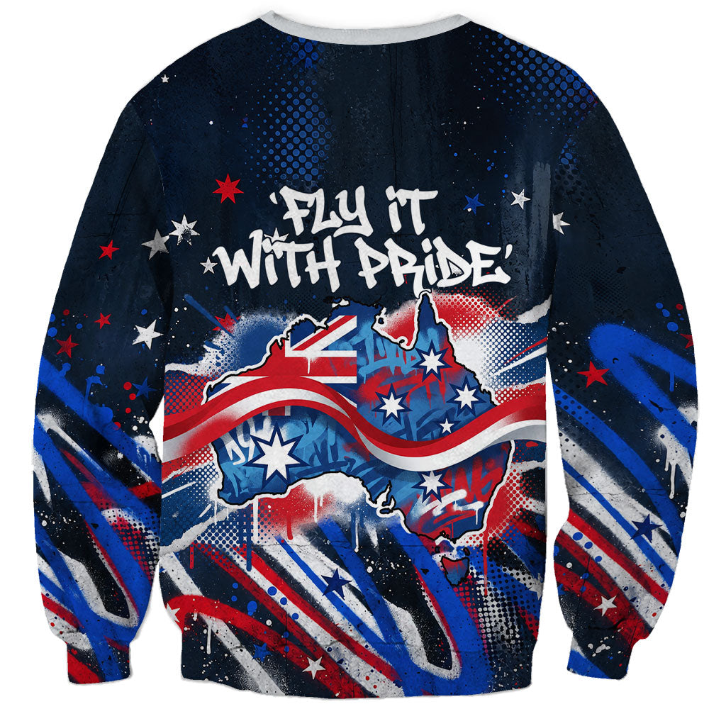 Australian National Flag Day Sweatshirt Kangaroo Mascot and Country Map
