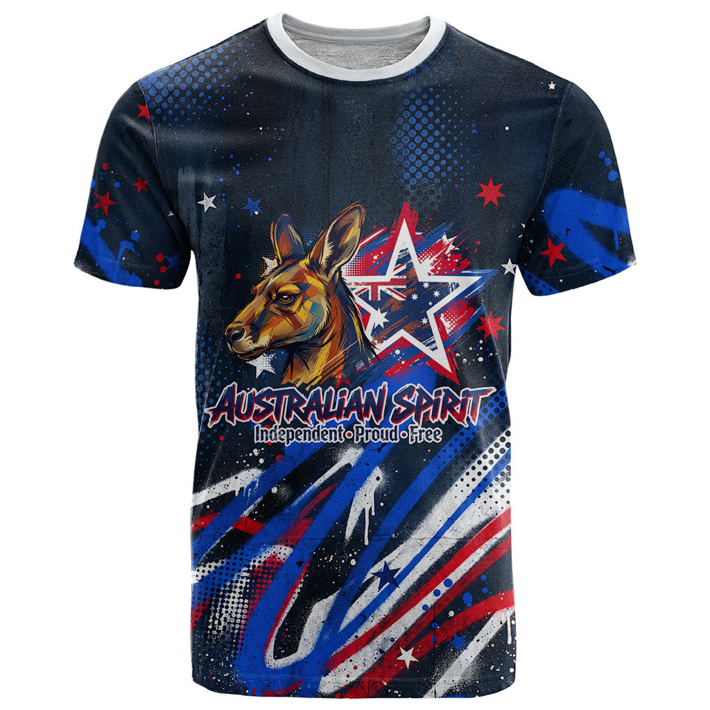 Australian National Flag Day T Shirt Kangaroo Mascot and Country Map