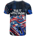 Australian National Flag Day T Shirt Kangaroo Mascot and Country Map