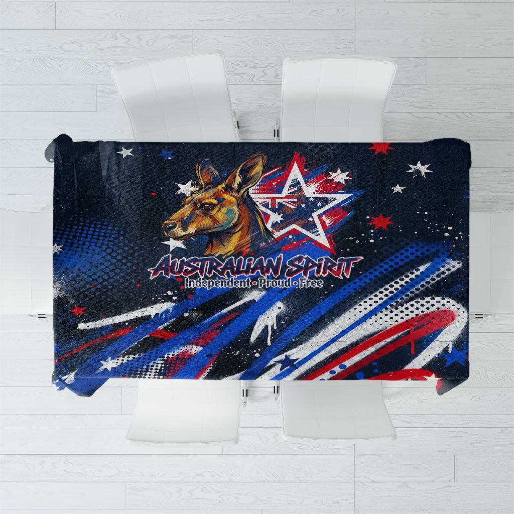 Australian National Flag Day Tablecloth Kangaroo Mascot and Country Map
