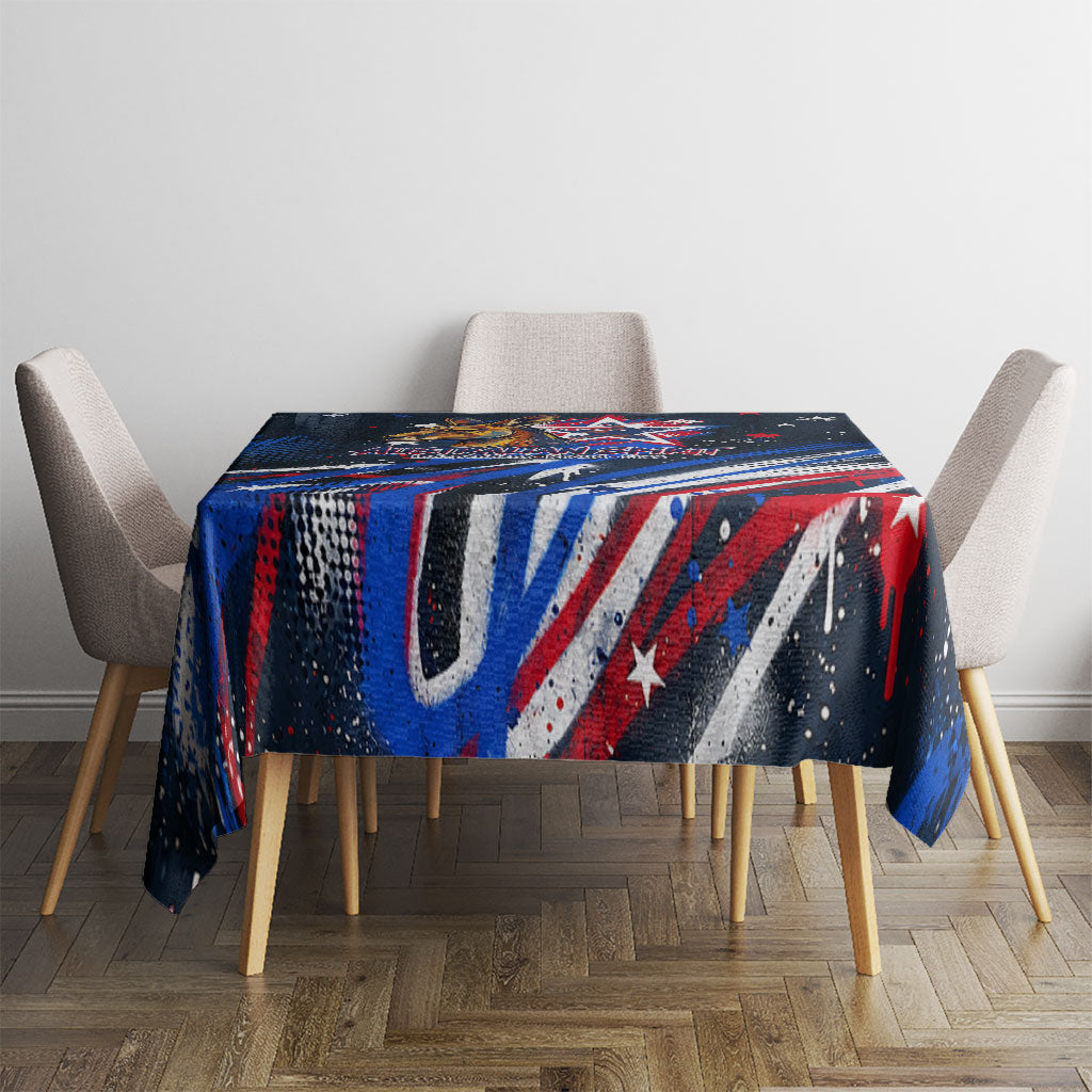 Australian National Flag Day Tablecloth Kangaroo Mascot and Country Map
