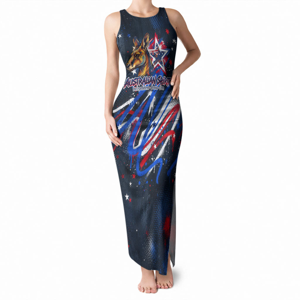 Australian National Flag Day Tank Maxi Dress Kangaroo Mascot and Country Map