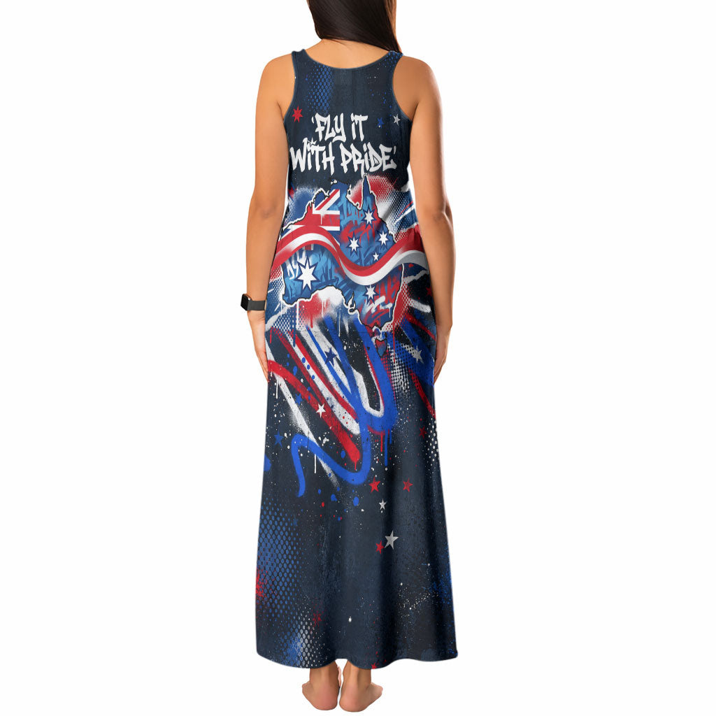 Australian National Flag Day Tank Maxi Dress Kangaroo Mascot and Country Map