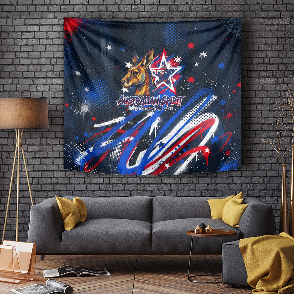 Australian National Flag Day Tapestry Kangaroo Mascot and Country Map