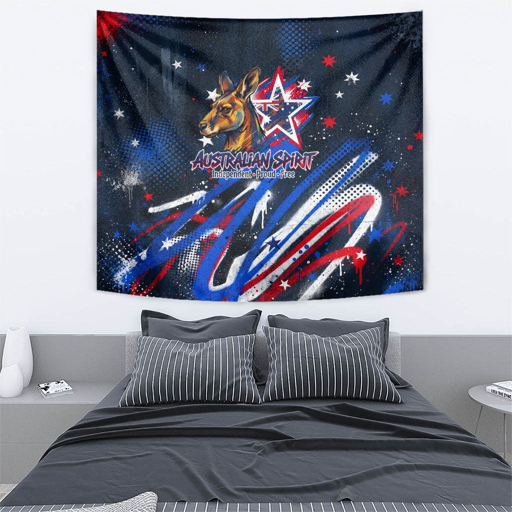 Australian National Flag Day Tapestry Kangaroo Mascot and Country Map