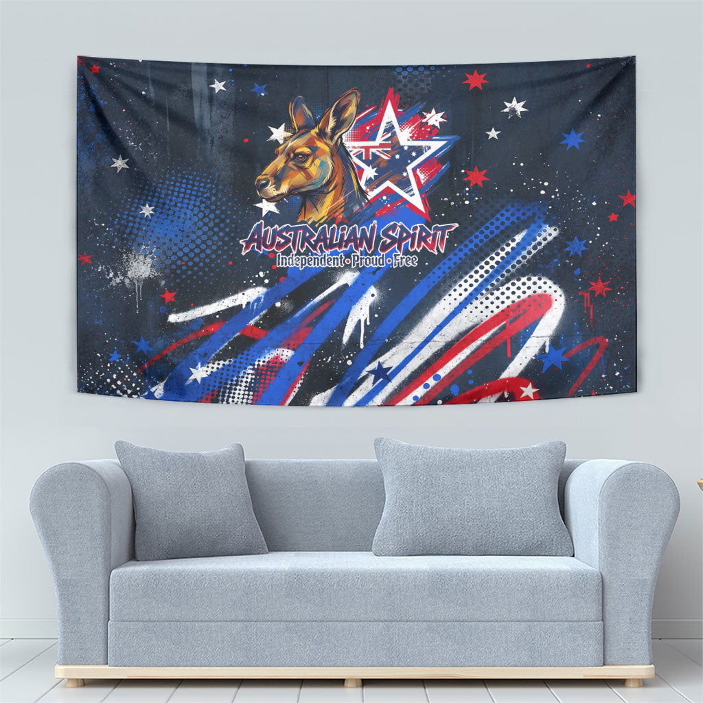 Australian National Flag Day Tapestry Kangaroo Mascot and Country Map