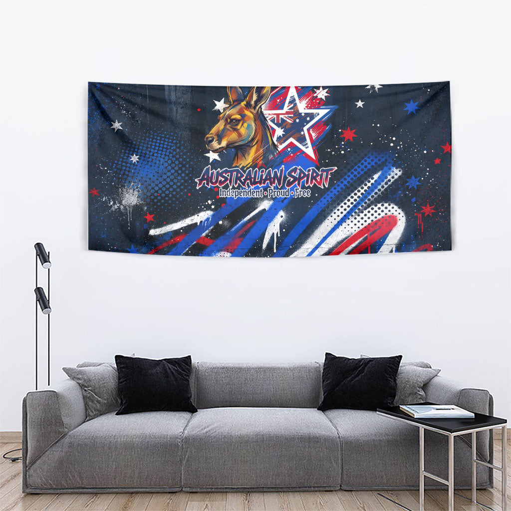 Australian National Flag Day Tapestry Kangaroo Mascot and Country Map