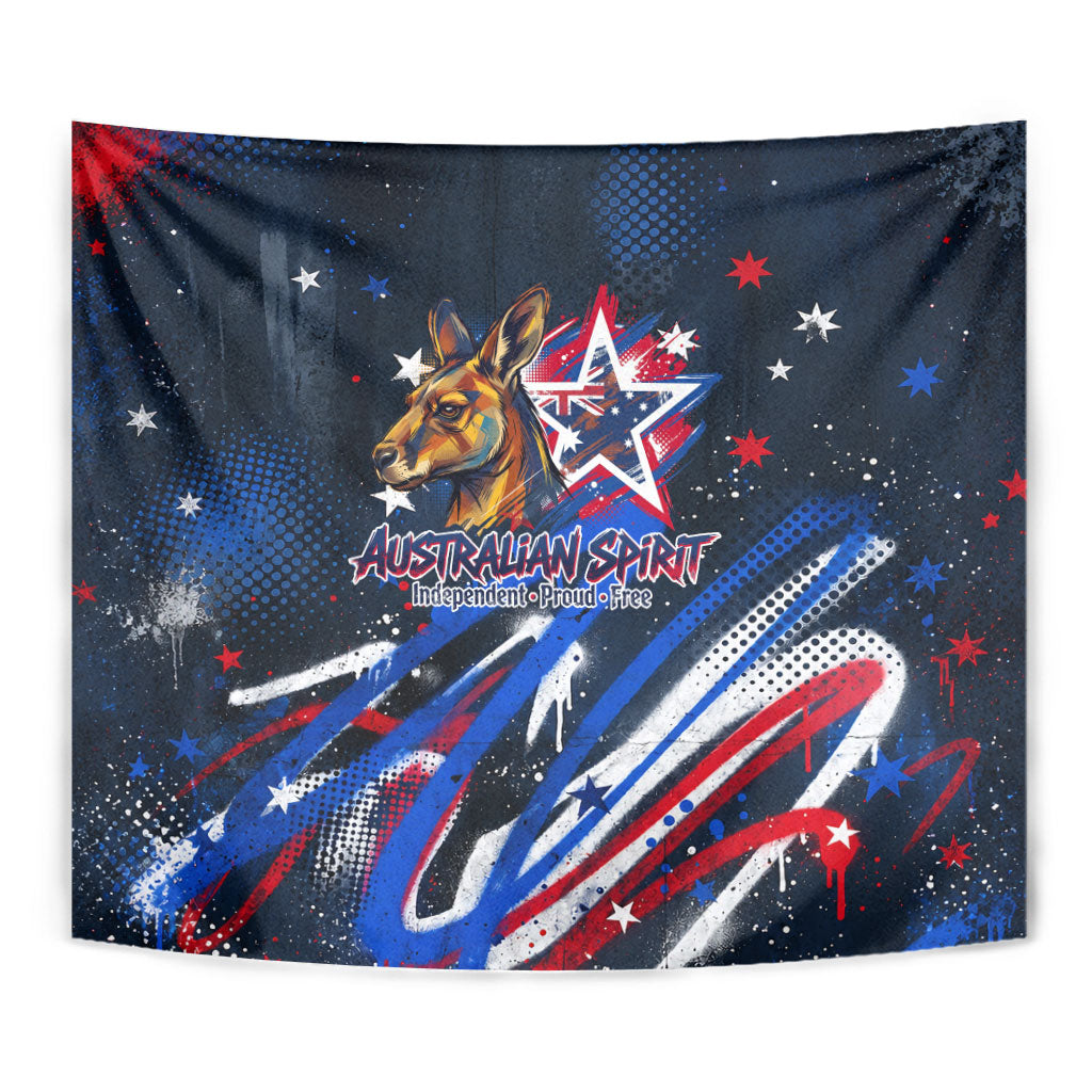 Australian National Flag Day Tapestry Kangaroo Mascot and Country Map