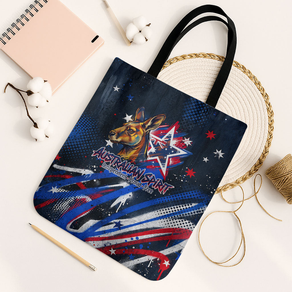 Australian National Flag Day Tote Bag Kangaroo Mascot and Country Map